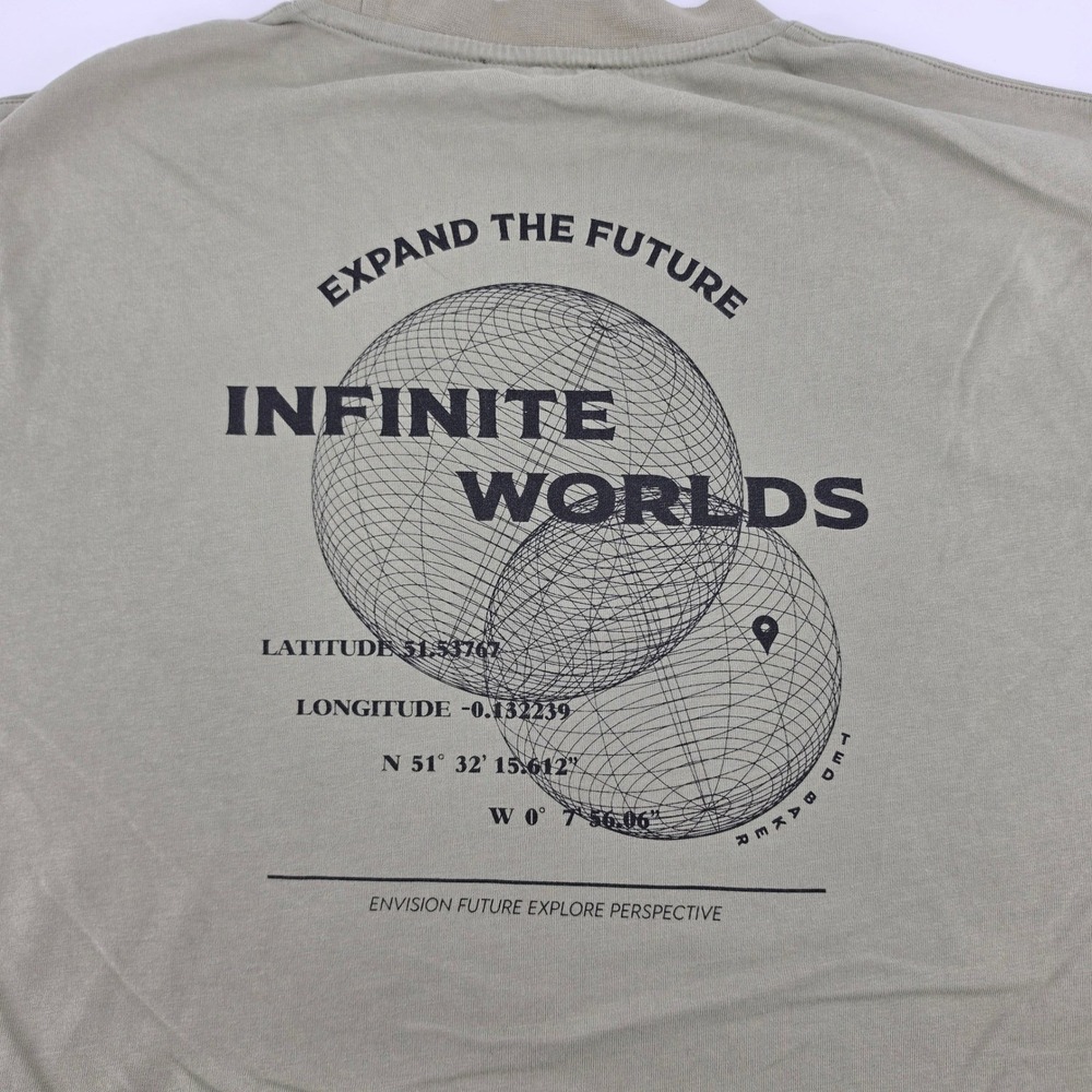 Ted Baker London Infinite Worlds T Shirt Mens 5 US XL Sage Green Back Graphic